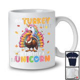 Not A Turkey Definitely A Unicorn, Adorable Thanksgiving Unicorn Turkey, Fall Leaves Family T-Shirt