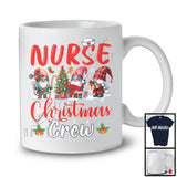 Nurse Christmas Crew; Adorable X-mas Tree Three Gnomes; Snowing Nurse Group T-Shirt