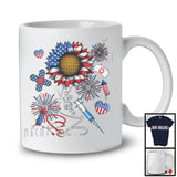 Nurse, Joyful 4th Of July American Flag Sunflower Nurse Tools, Matching Patriotic Nurse Group T-Shirt