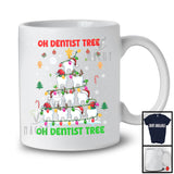 Oh Dentist Tree, Cheerful Christmas Tree Lights Santa Elf Tooth Reindeer, X-mas Snowing Around T-Shirt