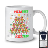 Oh Pizzatree; Humorous Christmas Lights Tree Snowing Around; Matching Food Lover T-Shirt