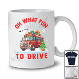 Oh What Fun It Is To Drive; Amusing Christmas Santa School Bus Driver; X-mas Tree Snowing T-Shirt