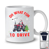 Oh What Fun It Is To Drive; Amusing Christmas Santa Tractor Driver; X-mas Tree Snowing T-Shirt