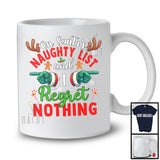 On Santa's Naughty List Regret Nothing; Humorous Christmas Santa Hand; Snowing Family T-Shirt