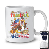 One Thankful American; Cheerful Thanksgiving Turkey Proud America Flag; Autumn Pumpkin Pie T-Shirt