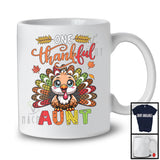 One Thankful Aunt; Amusing Thanksgiving Turkey Plaid Tail; Autumn Leaf Family Group T-Shirt