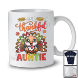 One Thankful Auntie; Amusing Thanksgiving Turkey Plaid Tail; Autumn Leaf Family Group T-Shirt