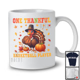 One Thankful Basketball Player; Joyful Thanksgiving Turkey Sport Player; Fall Leaves Pumpkins T-Shirt