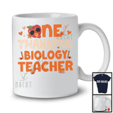 One Thankful Biology Teacher; Proud Thanksgiving Fall Turkey Face; Matching Teacher Group T-Shirt