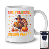 One Thankful Boxing Player; Joyful Thanksgiving Turkey Sport Player; Fall Leaves Pumpkins T-Shirt