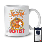 One Thankful Dentist; Humorous Thanksgiving Turkey Autumn Leaves; Dentist Group T-Shirt