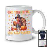 One Thankful Disc Golf Player; Joyful Thanksgiving Turkey Sport Player; Fall Leaves Pumpkins T-Shirt