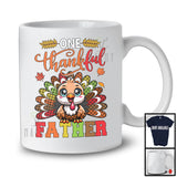 One Thankful Father; Amusing Thanksgiving Turkey Plaid Tail; Autumn Leaf Family Group T-Shirt