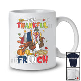 One Thankful French; Cheerful Thanksgiving Turkey Proud French Flag; Autumn Pumpkin Pie T-Shirt