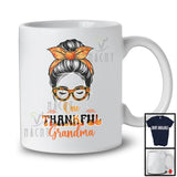 One Thankful Grandma; Wonderful Thanksgiving Autumn Pumpkin Grandma Women Face; Family T-Shirt