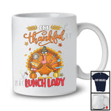 One Thankful Lunch Lady; Humorous Thanksgiving Turkey Autumn Leaves; Lunch Lady Group T-Shirt