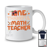 One Thankful Math Teacher; Proud Thanksgiving Fall Turkey Face; Matching Teacher Group T-Shirt