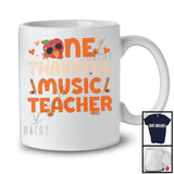 One Thankful Music Teacher; Proud Thanksgiving Fall Turkey Face; Matching Teacher Group T-Shirt