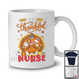 One Thankful Nurse; Humorous Thanksgiving Turkey Autumn Leaves; Nurse Group T-Shirt