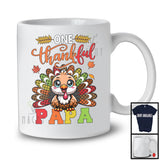 One Thankful Papa; Amusing Thanksgiving Turkey Plaid Tail; Autumn Leaf Family Group T-Shirt