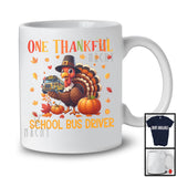 One Thankful School Bus Driver, Amazing Thanksgiving Turkey Lover Fall Leaves, Careers Proud T-Shirt