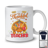 One Thankful Teacher; Humorous Thanksgiving Turkey Autumn Leaves; Pencil Teacher Group T-Shirt