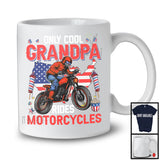 Only Cool Grandpa Rides Motorcycles, Proud 4th Of July Father's Day USA Flag, Biker Family T-Shirt