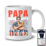 Papa Could Use A Beer, Awesome 4th Of July Drinking Beer Fireworks, Patriotic Family Group T-Shirt