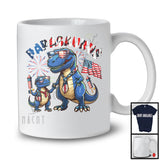 Papasaurus, Humorous 4th Of July Papa T-Rex Dinosaur Lover, American Flag Patriotic Group T-Shirt