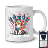 Patriotic Squad, Adorable 4th Of July Sheltie Owner Firecrackers, American Flag Fireworks T-Shirt