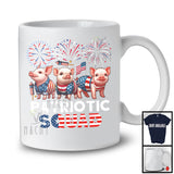 Patriotic Squad, Awesome 4th Of July Three Pig Farmer, American Flag Fireworks Family Group T-Shirt