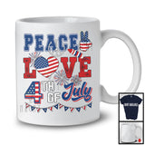 Peace Love 4th Of July, Awesome Independence Day American Flag Peace Sign Heart, Patriotic T-Shirt