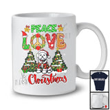 Peace Love And Christmas; Fantastic X-mas Trees Bichon Frise; Peace Sign Family Group T-Shirt