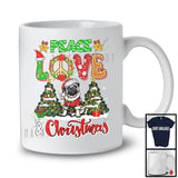 Peace Love And Christmas; Fantastic X-mas Trees Pug; Peace Sign Family Group T-Shirt