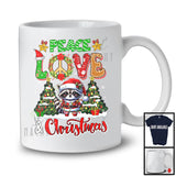 Peace Love And Christmas; Fantastic X-mas Trees Raccoon; Peace Sign Family Group T-Shirt