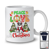 Peace Love And Christmas; Fantastic X-mas Trees St. Bernard; Peace Sign Family Group T-Shirt