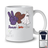 Peace Love Boo, Humorous Halloween Peace Hand Sign Ghost Boo, Pumpkin Heart Family Group T-Shirt