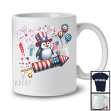 Penguin Riding Firecracker, Wonderful 4th Of July USA Flag Animal Bird Fireworks, Patriotic T-Shirt