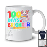 Personalized 100 Days Brighter; Joyful 100th Day Of School Custom Name Axolotl; Students Teacher T-Shirt