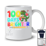 Personalized 100 Days Brighter; Joyful 100th Day Of School Custom Name T-Rex; Students Teacher T-Shirt