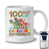 Personalized 100 Days Embracing Differences; Joyful Custom Name Autism 3 T-Rex; SPED Teacher T-Shirt