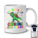 Personalized 100 Days Of Crushing 2nd Grade; Joyful T-Rex Dabbing; Custom Name Students T-Shirt