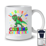 Personalized 100 Days Of Crushing Kindergarten; Joyful T-Rex Dabbing; Custom Name Students T-Shirt