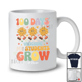 Personalized 100 Days Watching My Students Grow; Joyful School Sunflower Groovy; Custom Name Teacher T-Shirt