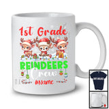 Personalized 1st Grade Reindeers Crew; Awesome Christmas Custom Name Students Teacher T-Shirt