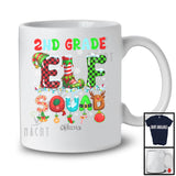 Personalized 2nd Grade Elf Squad; Colorful Christmas Lights Plaid Elf; Custom Name Teacher Family T-Shirt