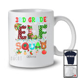 Personalized 3rd Grade Elf Squad; Colorful Christmas Lights Plaid Elf; Custom Name Teacher Family T-Shirt