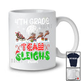 Personalized 4th Grade Team Sleighs; Joyful Christmas Santa Sled Reindeer; Custom Name Teacher T-Shirt