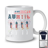 Personalized All American Auntie, Awesome 4th Of July Patriotic Fireworks, Custom Name Family T-Shirt