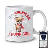 Personalized All American Trump Girl; Merry Christmas Custom Name Reindeer Trump Back 2024; Family T-Shirt